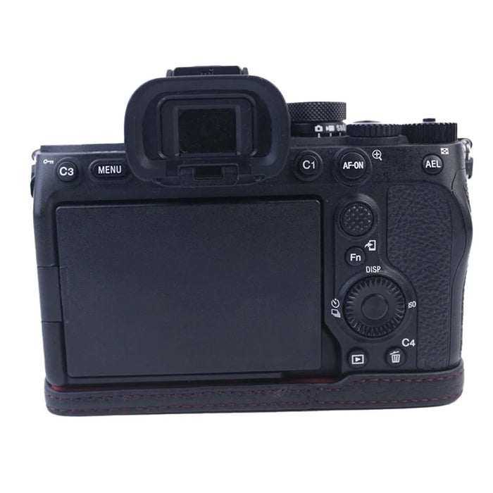 For Sony A7M5 / A7M4 / A1 / A7S III / A7S3 / A7R5 Shockproof Camera Cover Genuine Leather Camera Bottom Case Protective Sleeve - Black - 5