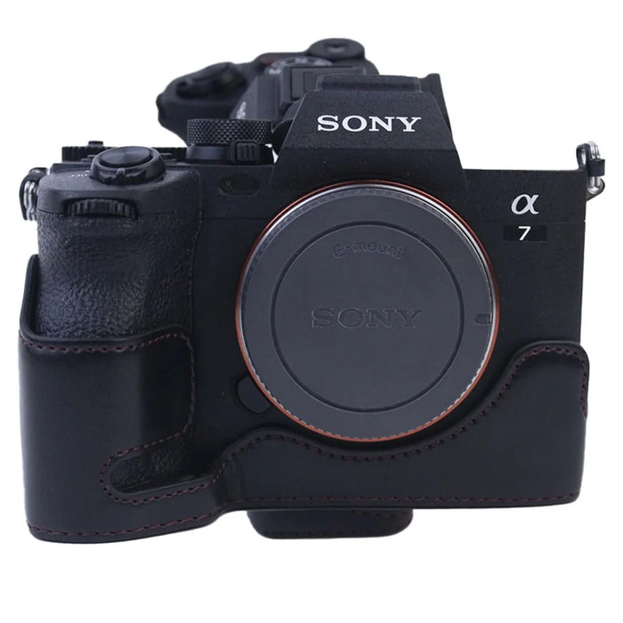 PU Leather Camera Bottom Case Protective Half Body Cover for Sony A7M5 / A7M4 / A1 / A7S III / A7S3 / A7R5 Camera - Black - 3