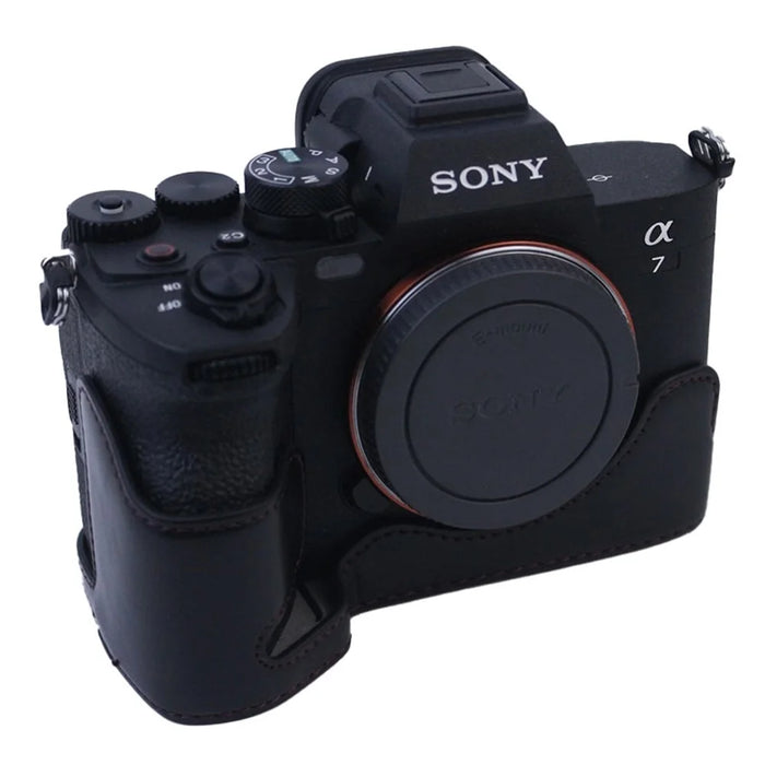 PU Leather Camera Bottom Case Protective Half Body Cover for Sony A7M5 / A7M4 / A1 / A7S III / A7S3 / A7R5 Camera - Black - 4