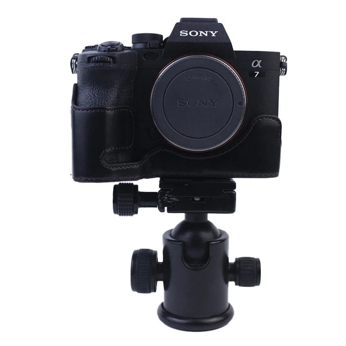 PU Leather Camera Bottom Case Protective Half Body Cover for Sony A7M5 / A7M4 / A1 / A7S III / A7S3 / A7R5 Camera - Black - 5