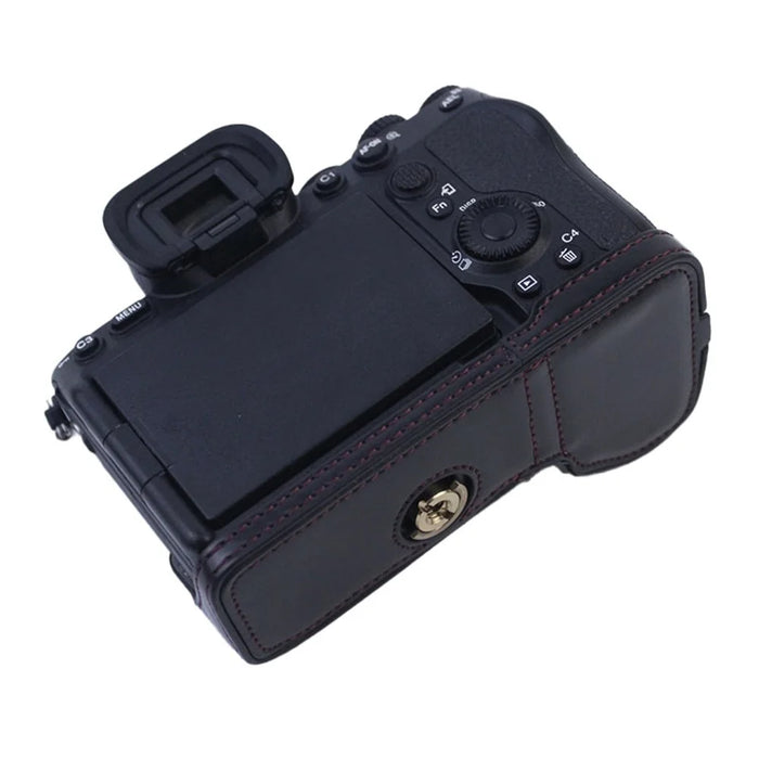 PU Leather Camera Bottom Case Protective Half Body Cover for Sony A7M5 / A7M4 / A1 / A7S III / A7S3 / A7R5 Camera - Black - 7