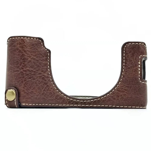 For Fujifilm X100V / X100F PU Leather Camera Bottom Case Protective Half Body Cover with Battery Opening - Coffee - 1