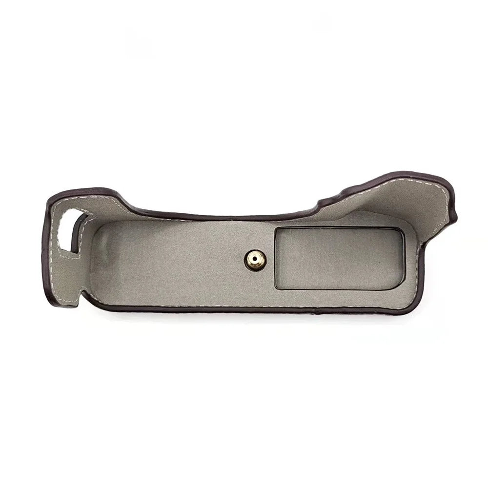 For Fujifilm X100V / X100F PU Leather Camera Bottom Case Protective Half Body Cover with Battery Opening - Coffee - 5
