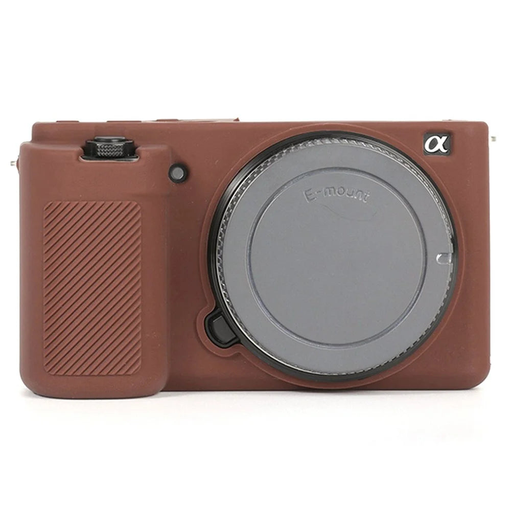 For Sony ZV-E10 ILDC Silicone Cover Anti-slip Dust-proof Anti-collision Silicone Camera Protective Cover - Coffee - 1