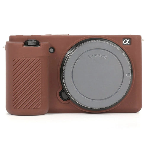 For Sony ZV-E10 ILDC Silicone Cover Anti-slip Dust-proof Anti-collision Silicone Camera Protective Cover - Coffee - 1