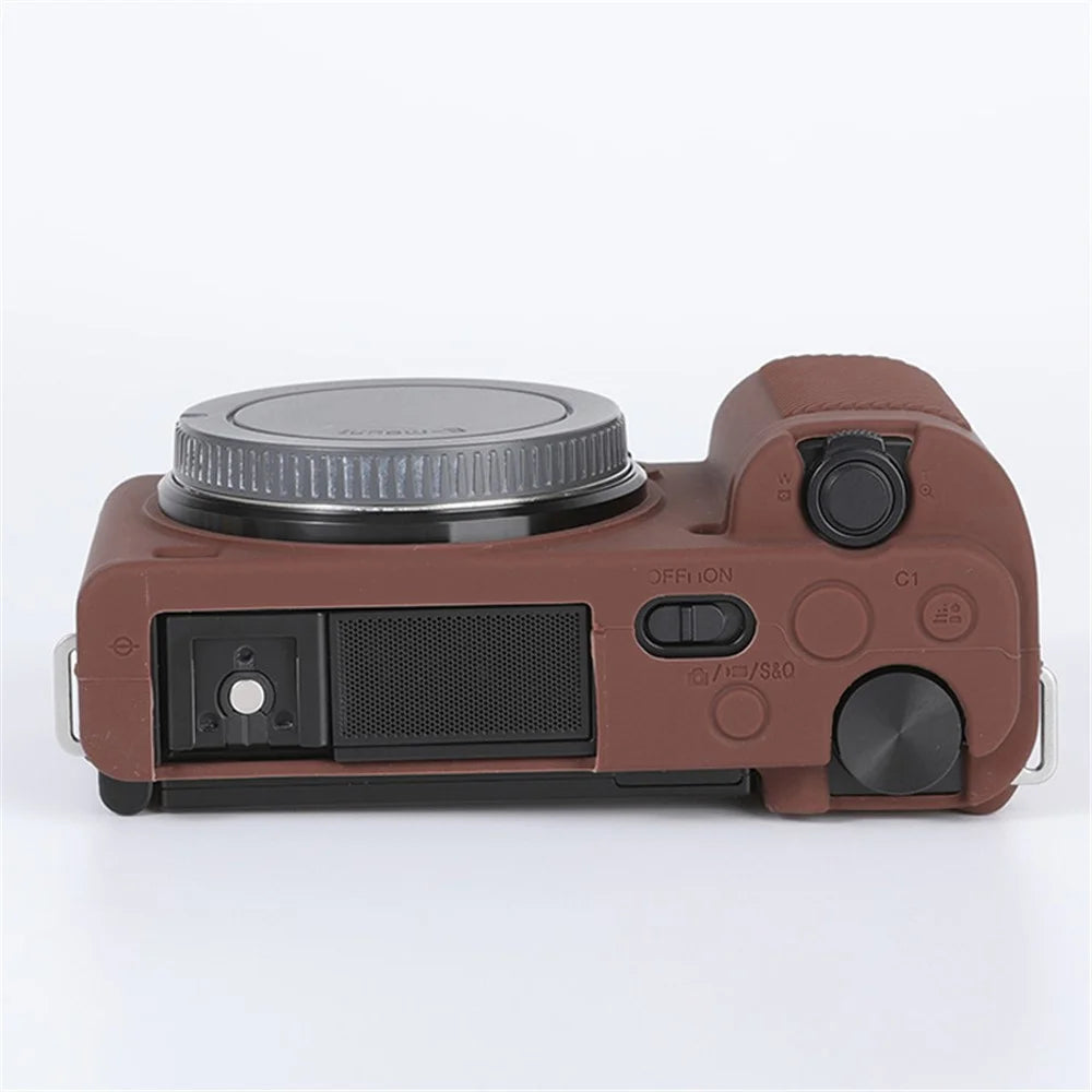 For Sony ZV-E10 ILDC Silicone Cover Anti-slip Dust-proof Anti-collision Silicone Camera Protective Cover - Coffee - 3