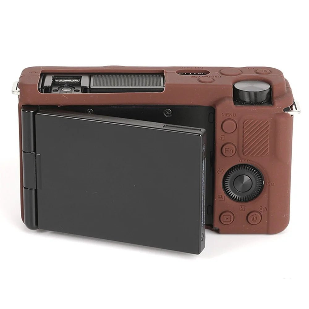 For Sony ZV-E10 ILDC Silicone Cover Anti-slip Dust-proof Anti-collision Silicone Camera Protective Cover - Coffee - 7