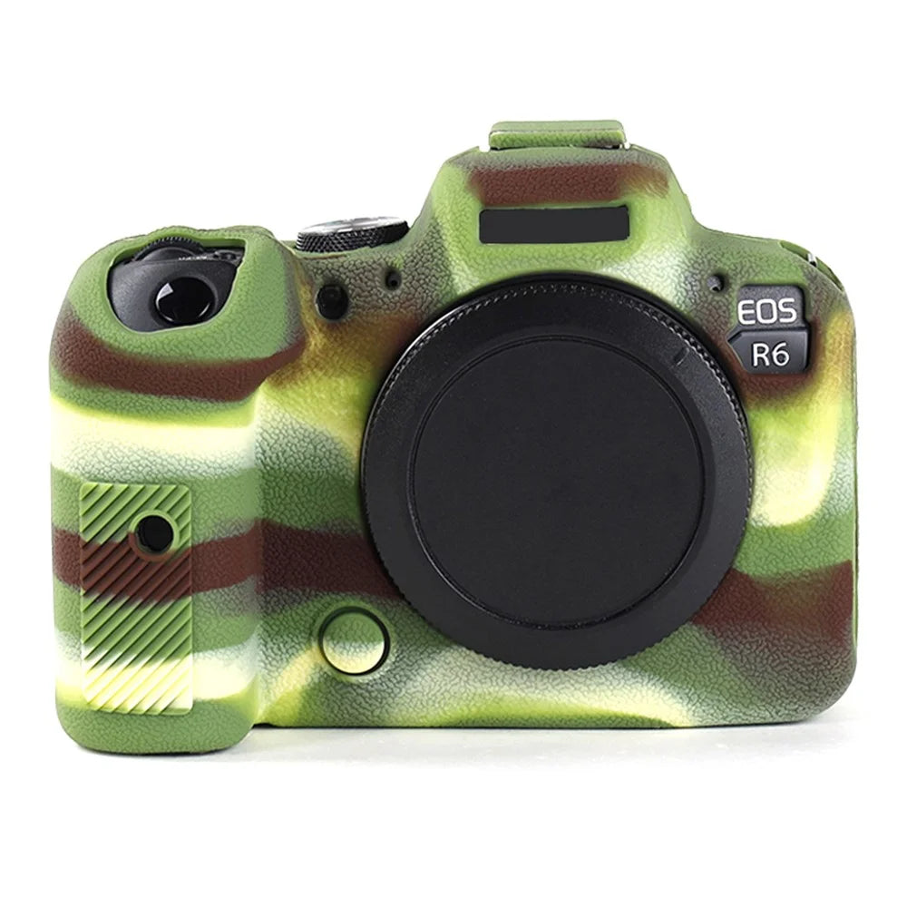For Canon EOS R6 Litchi Texture Silicone DSLR Camera Protective Cover Case - Camouflage - 1