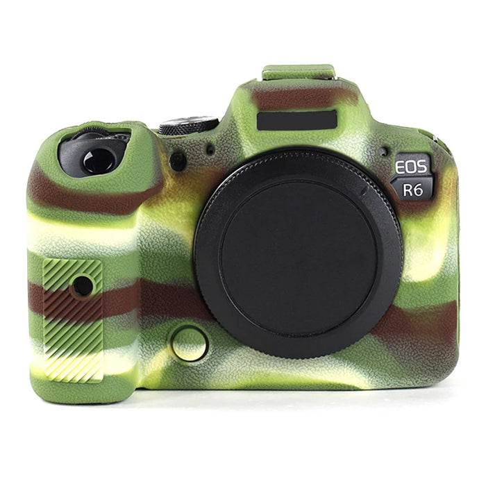 For Canon EOS R6 Litchi Texture Silicone DSLR Camera Protective Cover Case - Camouflage - 1