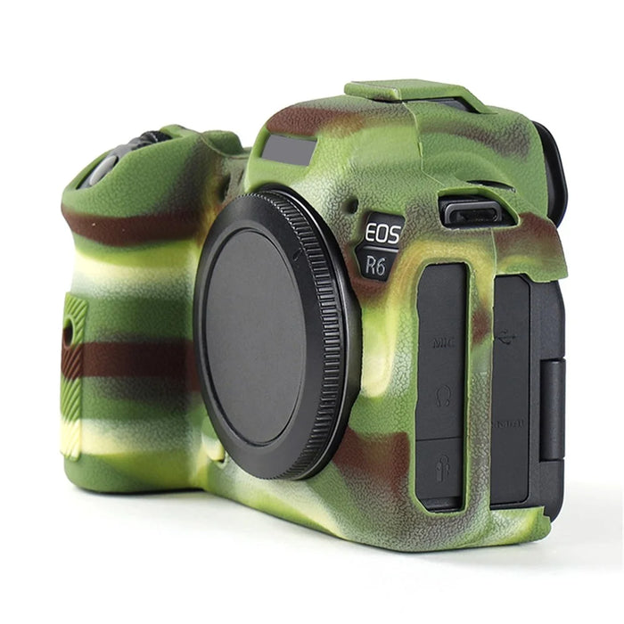 For Canon EOS R6 Litchi Texture Silicone DSLR Camera Protective Cover Case - Camouflage - 4