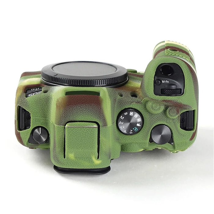 For Canon EOS R6 Litchi Texture Silicone DSLR Camera Protective Cover Case - Camouflage - 6