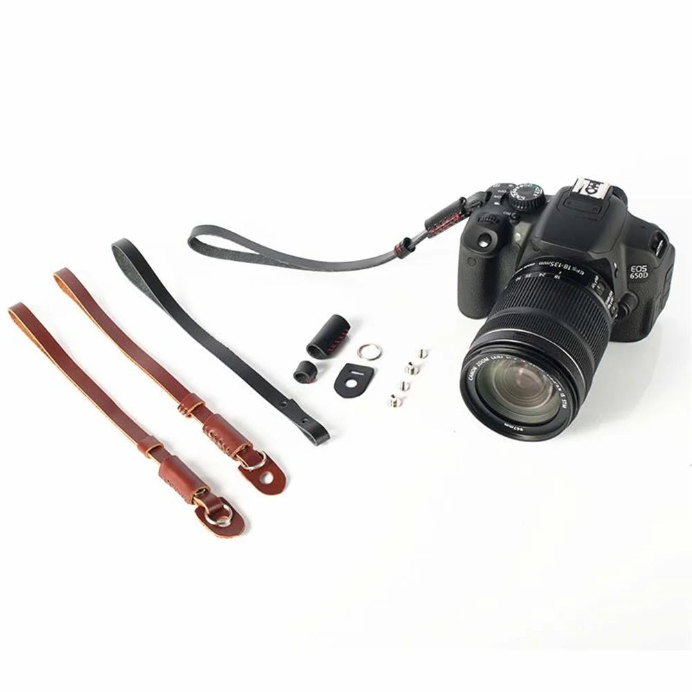 Genuine Lambskin Leather Wrist Strap Hand Grip for Canon Nikon Sony Fujifilm Panasonic Cameras - Brown - 5