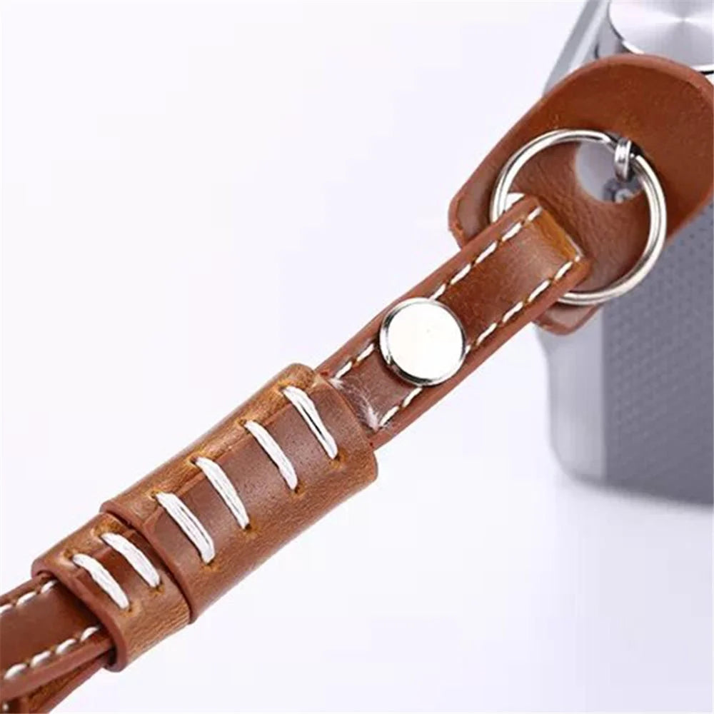 Camera Wrist Strap Grip Genuine Lambskin Leather Hand Strap for Canon Nikon Sony Fujifilm Panasonic Cameras - Brown - 5