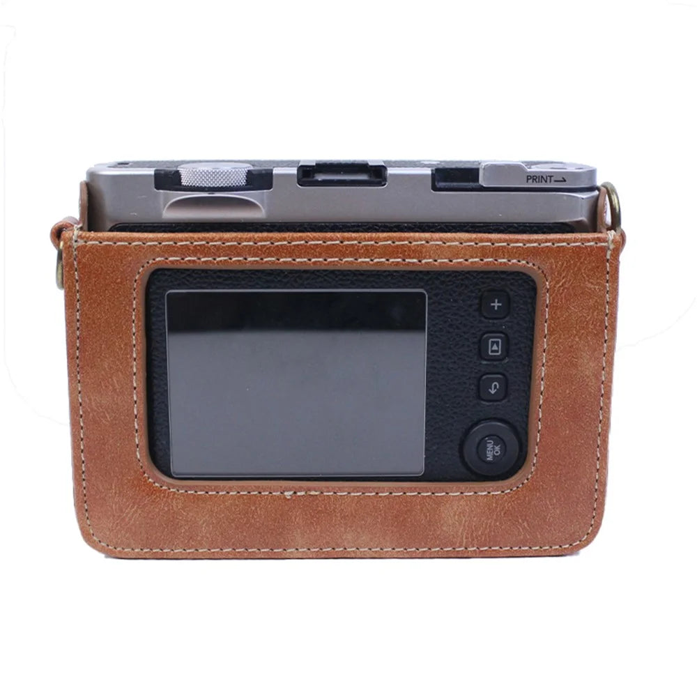 For Fujifilm Instax Mini Evo Horizontal Vintage PU Leather Camera Case Camera Bag with Shoulder Strap - Brown - 2