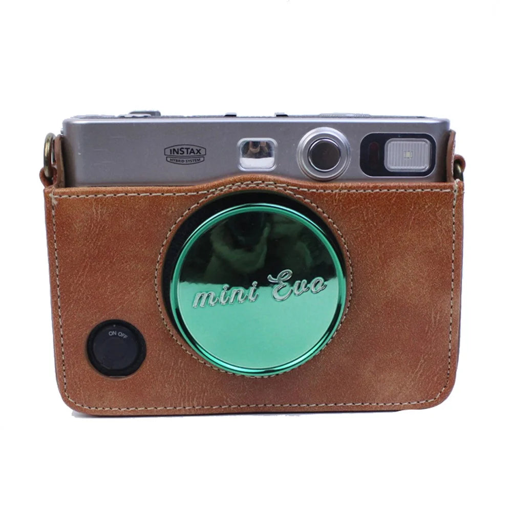 For Fujifilm Instax Mini Evo Horizontal Vintage PU Leather Camera Case Camera Bag with Shoulder Strap - Brown - 3
