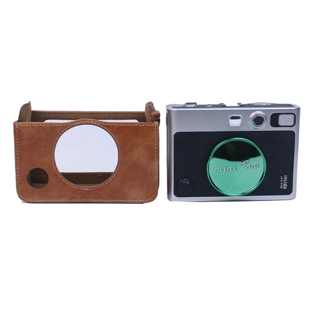 For Fujifilm Instax Mini Evo Horizontal Vintage PU Leather Camera Case Camera Bag with Shoulder Strap - Brown - 6