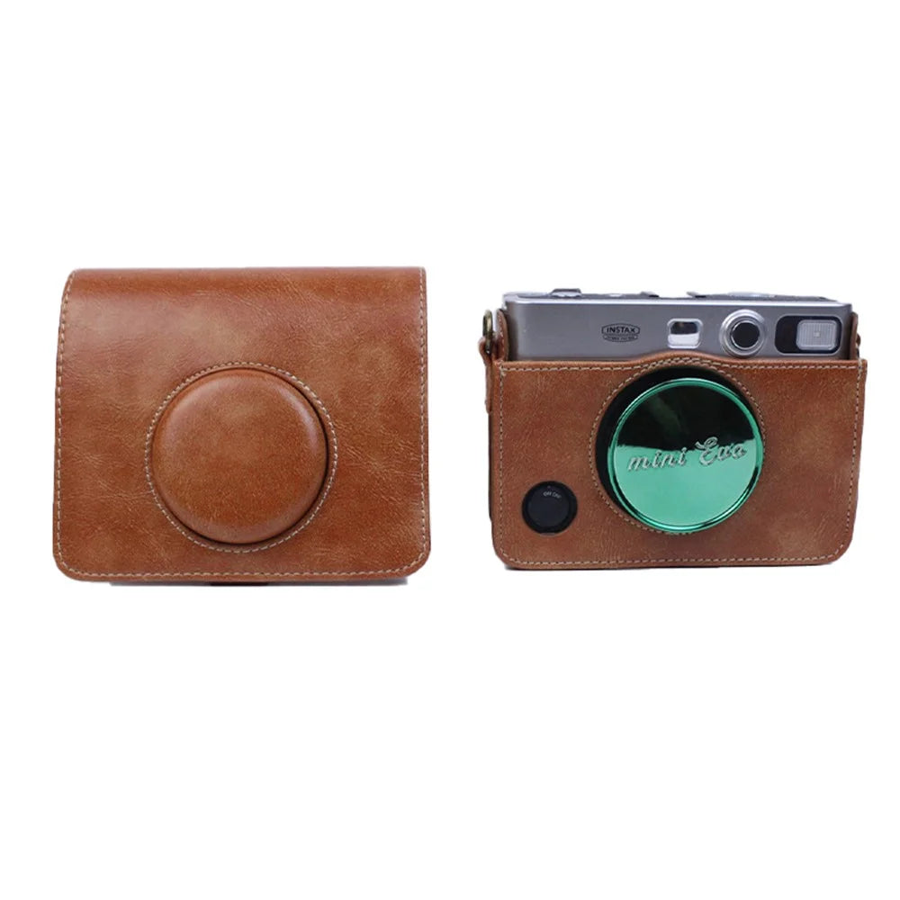 For Fujifilm Instax Mini Evo Horizontal Vintage PU Leather Camera Case Camera Bag with Shoulder Strap - Brown - 7