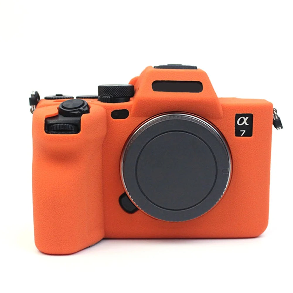 For Sony A7M4 Well-Protective Anti-collision Environmental Friendly Silicone Camera Protective Cover Case - Orange - 1