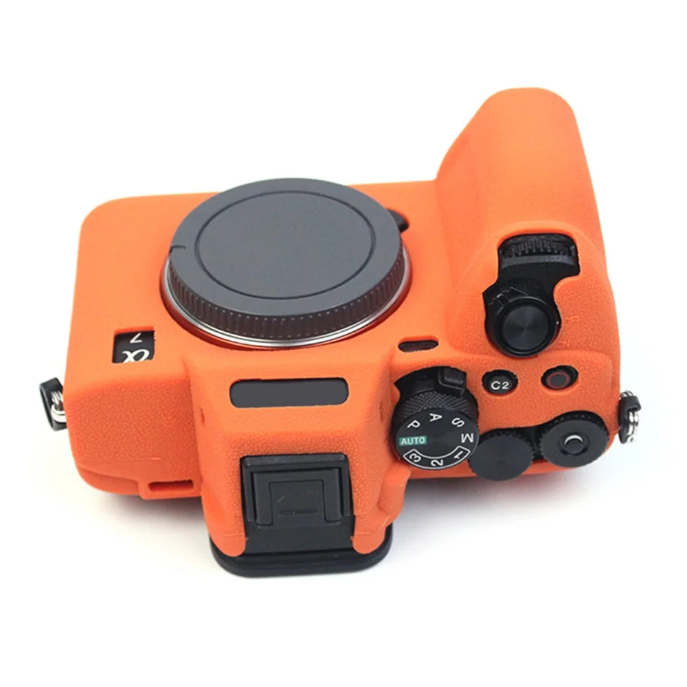 For Sony A7M4 Well-Protective Anti-collision Environmental Friendly Silicone Camera Protective Cover Case - Orange - 2