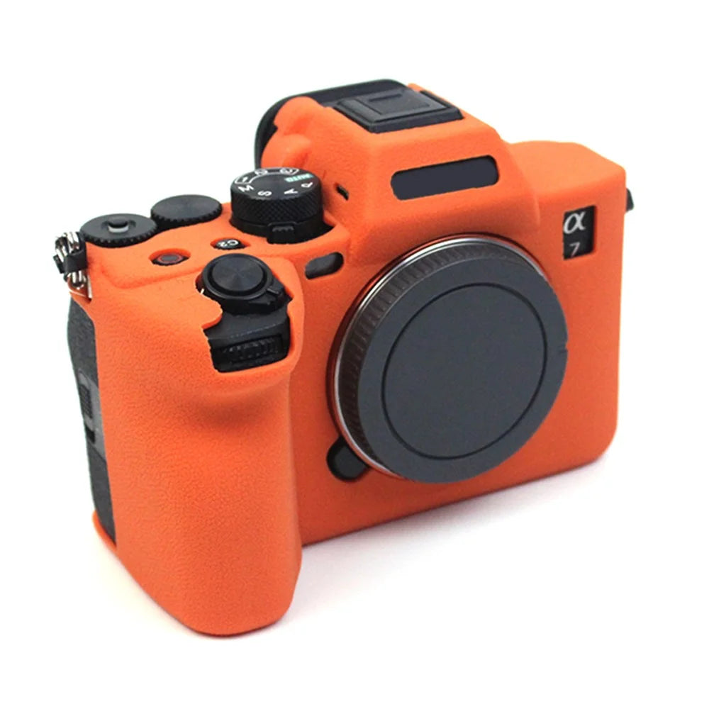 For Sony A7M4 Well-Protective Anti-collision Environmental Friendly Silicone Camera Protective Cover Case - Orange - 6