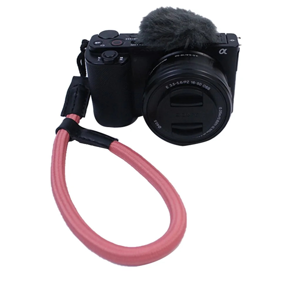 For Sony A7R III/A7M4/Canon EOS R5/R6/200D/850D Nylon DSLR Camera Wrist Strap Hand Grip - Pink - 2