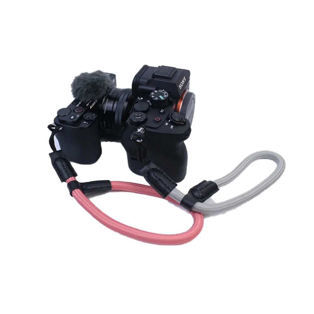 For Sony A7R III/A7M4/Canon EOS R5/R6/200D/850D Nylon DSLR Camera Wrist Strap Hand Grip - Pink - 4