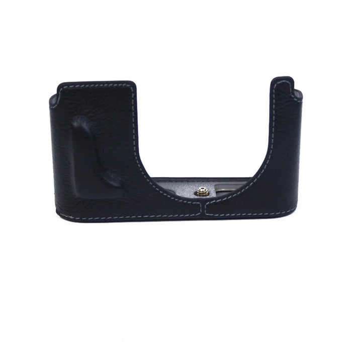 For Leica Q2 Camera Bottom Case Genuine Leather Detachable Protective Half Body Cover Holder - Black - 1