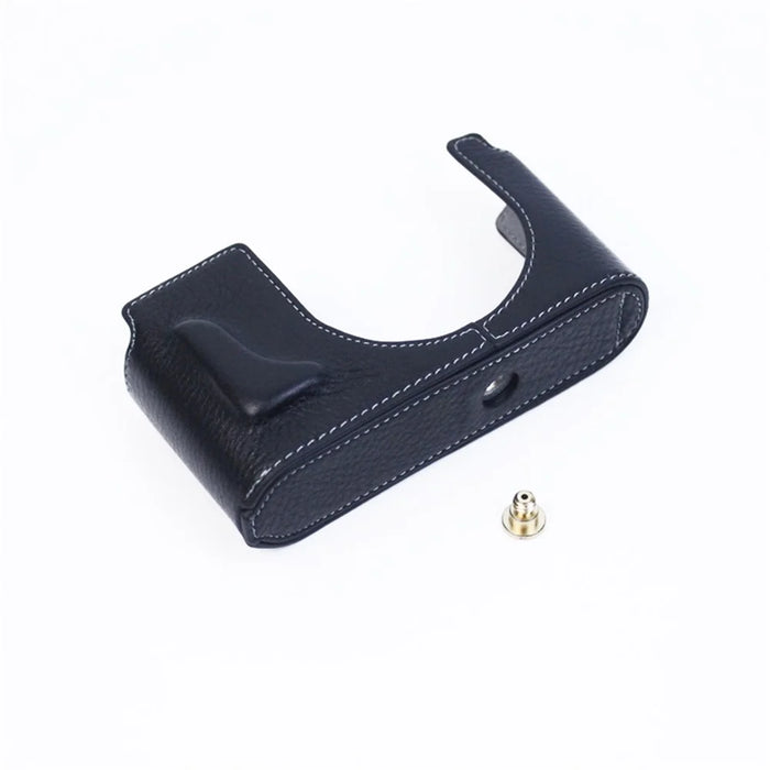 For Leica Q2 Camera Bottom Case Genuine Leather Detachable Protective Half Body Cover Holder - Black - 4