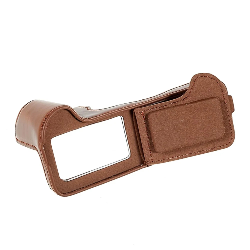 For Fujifilm XT4/X-T4 PU Leather Camera Bottom Case Protective Half Body Cover with Battery Opening - Coffee - 3