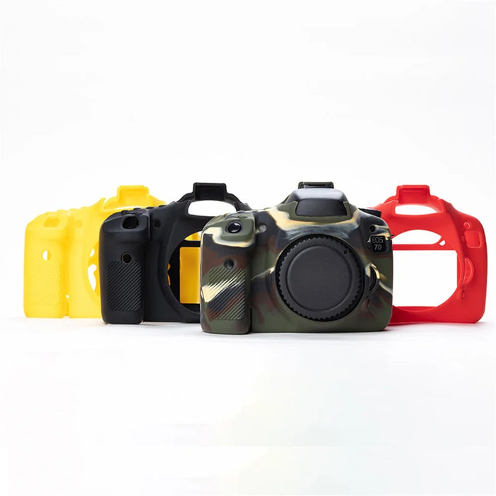 For Canon EOS 7D DSLR Camera Anti-drop Silicone Case Soft Protective Cover - Red - 7