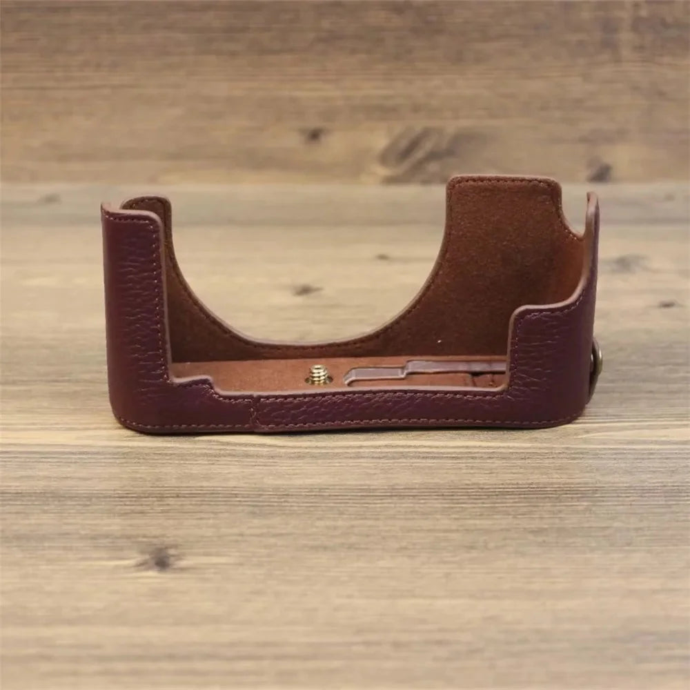 Genuine Leather Camera Bottom Case for Leica M11, Anti-drop Half Body Cover - Coffee - 2