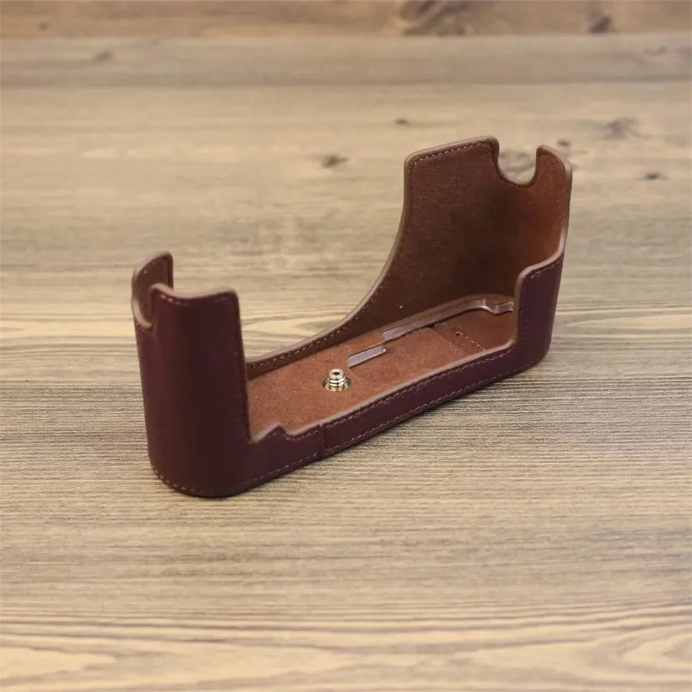 Genuine Leather Camera Bottom Case for Leica M11, Anti-drop Half Body Cover - Coffee - 3