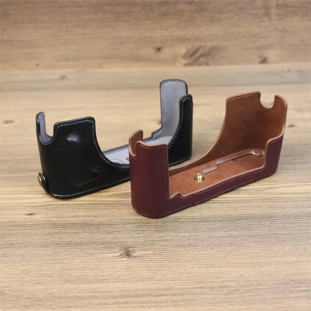 Genuine Leather Camera Bottom Case for Leica M11, Anti-drop Half Body Cover - Coffee - 5