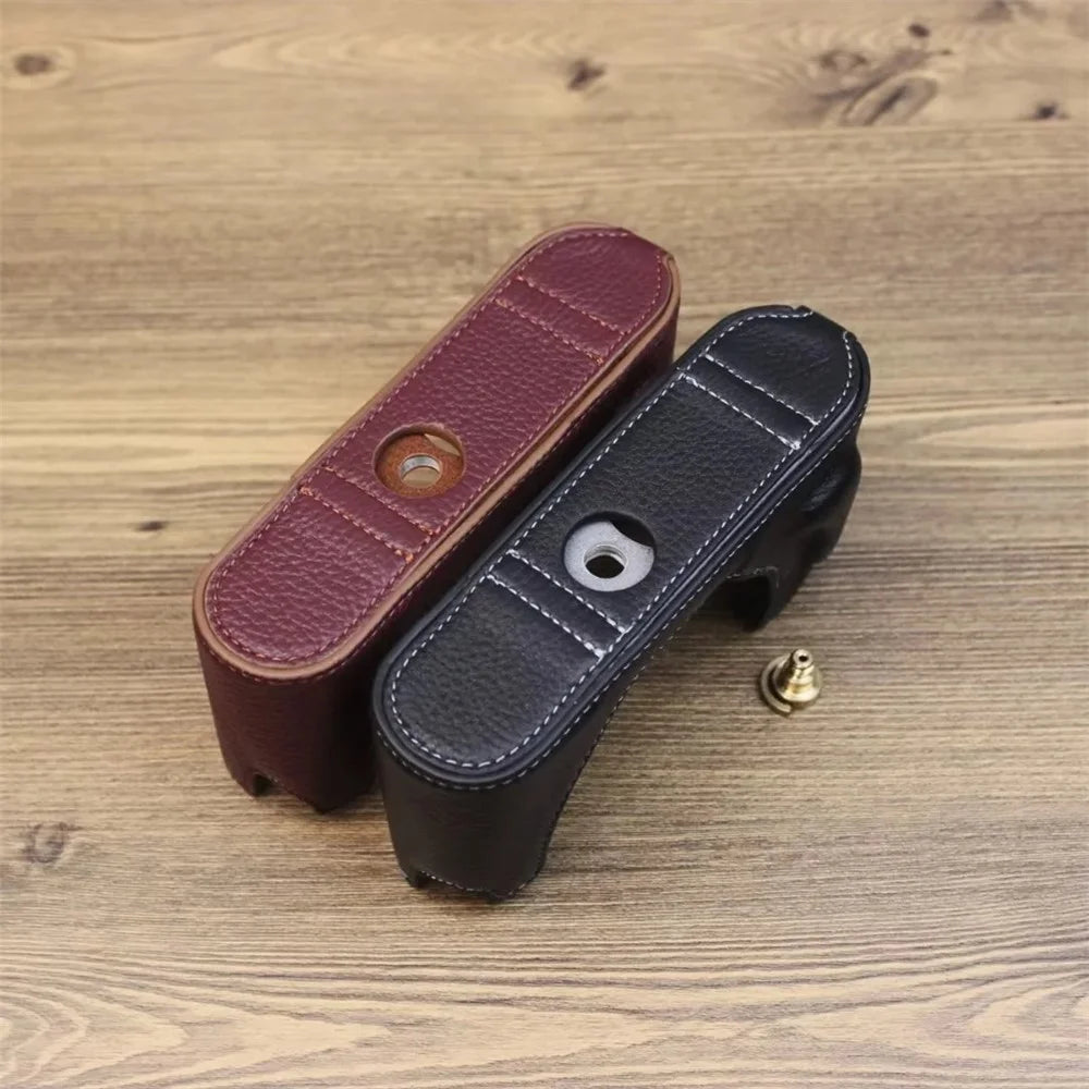 Genuine Leather Camera Bottom Case for Leica M11, Anti-drop Half Body Cover - Coffee - 6