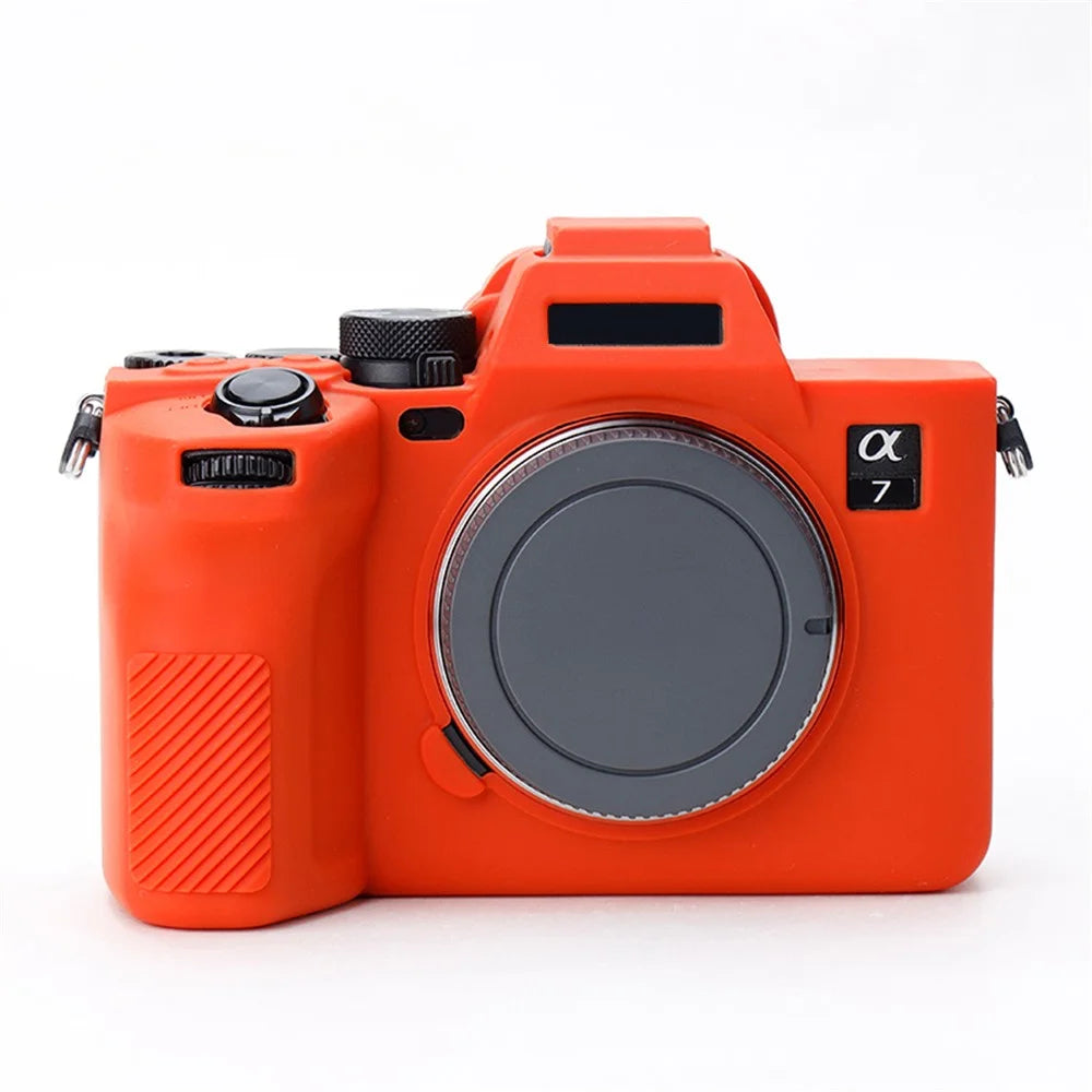 For Sony A7IV/A74/A7M4 Silicone Camera Sleeve Case Anti-slip Anti-dust SLR Camera Body Protective Cover - Orange - 1