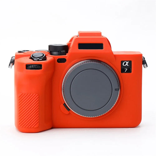 For Sony A7IV/A74/A7M4 Silicone Camera Sleeve Case Anti-slip Anti-dust SLR Camera Body Protective Cover - Orange - 1