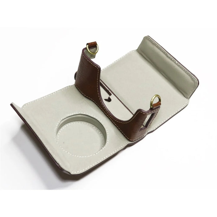 For Ricoh GR II Detachable PU Leather Camera Bag Battery Opening Design Protective Cover with Shoulder Strap - Coffee - 3