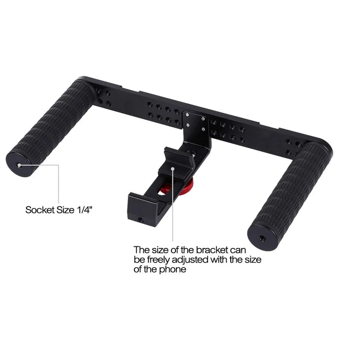 PULUZ PKT3024 4 in 1 Live Broadcast LED Selfie Light Smartphone Video Rig Handle Stabilizer Bracket Kits Microphone Tripod - 6