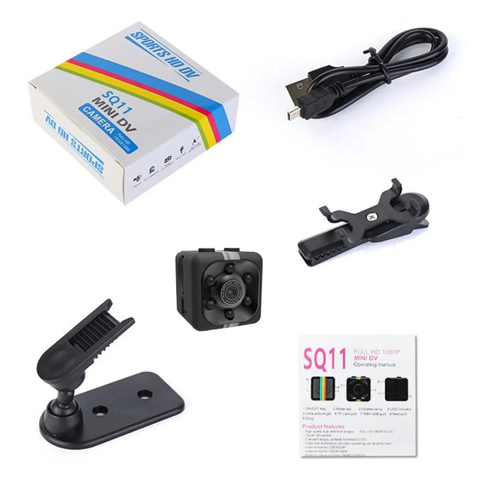 SQ11 1080P Full HD Mini Sports DV Camera Night Vision Motion Detection Loop Recording - Black - 6