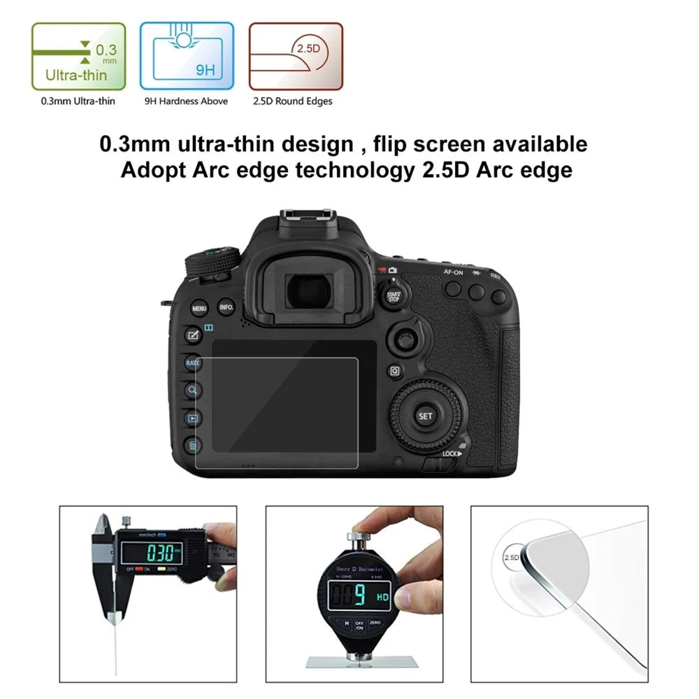 PULUZ PU5504 for Canon 7D Mark II Camera Tempered Glass Screen Protector Film 0.3mm 9H 2.5D - 3