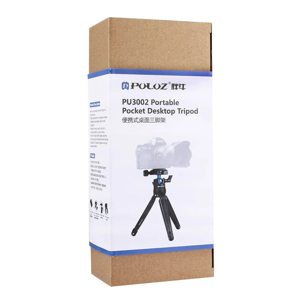 PULUZ PU3002 Mini Metal Desktop Tripod Mount with Adjustable Height for DSLR and Digital Cameras - Black - 7