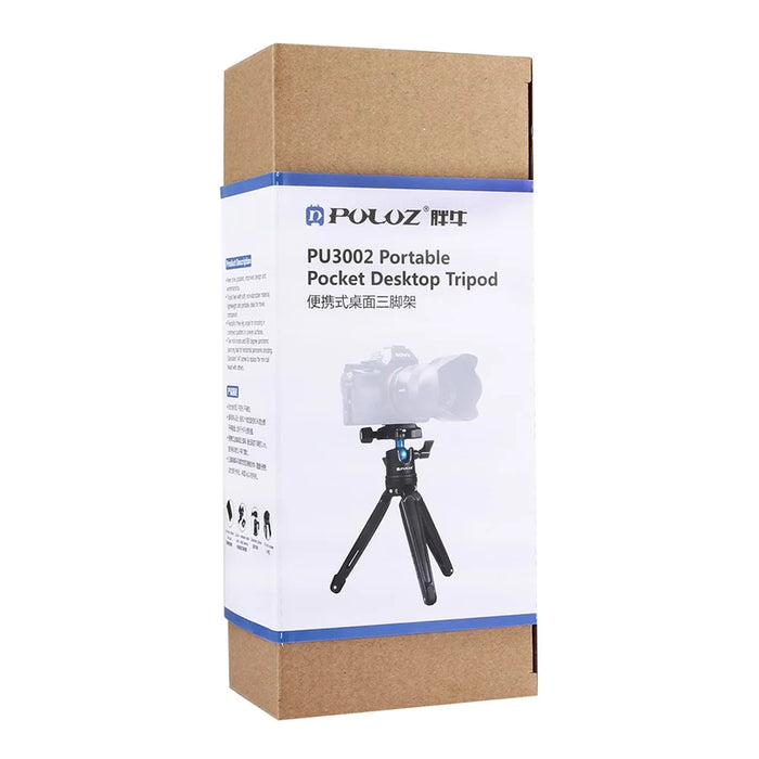 PULUZ PU3002 Mini Metal Desktop Tripod Mount with Adjustable Height for DSLR and Digital Cameras - Black - 7