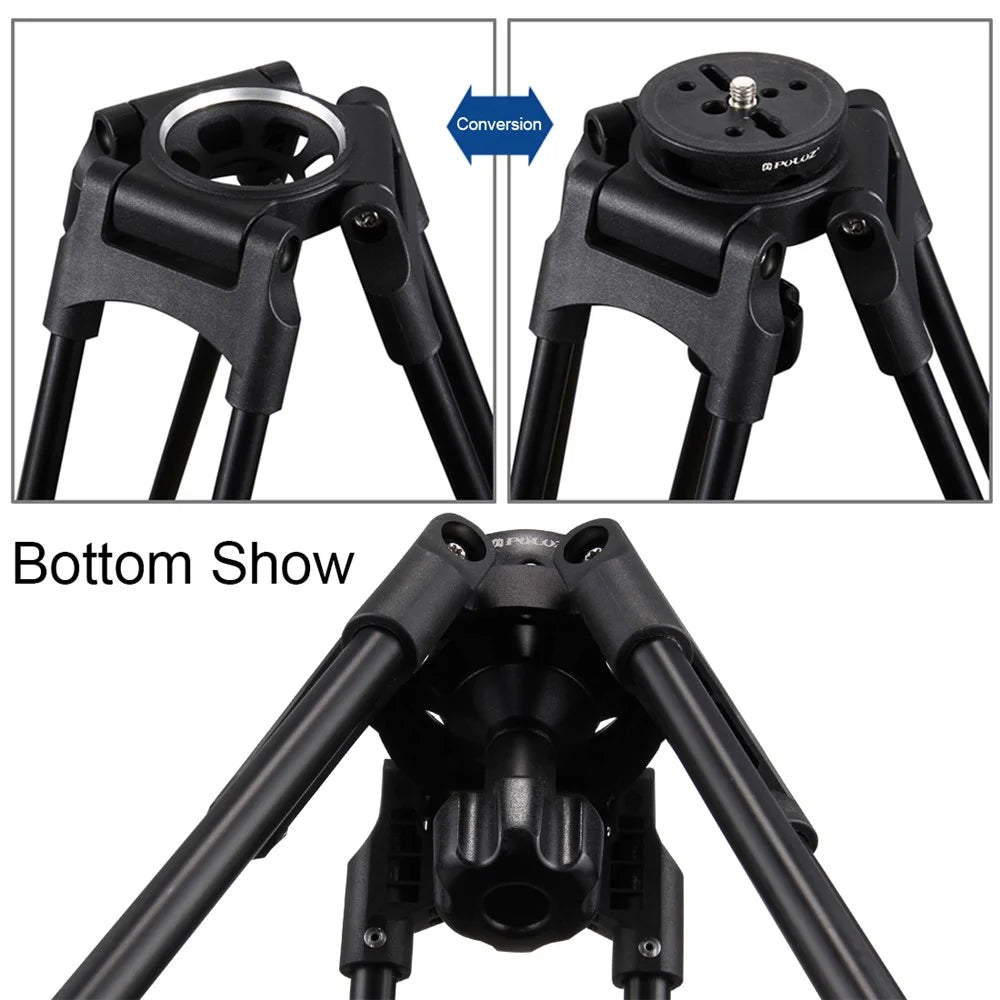 PULUZ PU3503 75mm Half Ball Flat to Bowl Adapter for Fluid Head Tripod DSLR Rig Camera - Black - 5