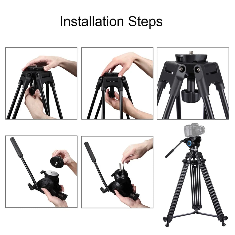 PULUZ PU3503 75mm Half Ball Flat to Bowl Adapter for Fluid Head Tripod DSLR Rig Camera - Black - 6