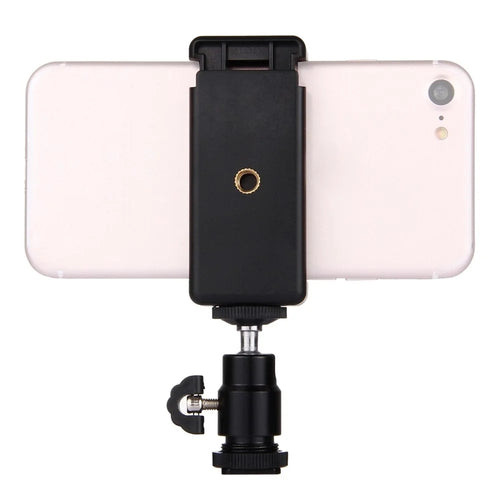 PULUZ PU214 1/4 inch Hot Shoe Tripod Head + Tripod Stand Clamp for Smartphones, Clamp Width: 6-7.6cm - 1