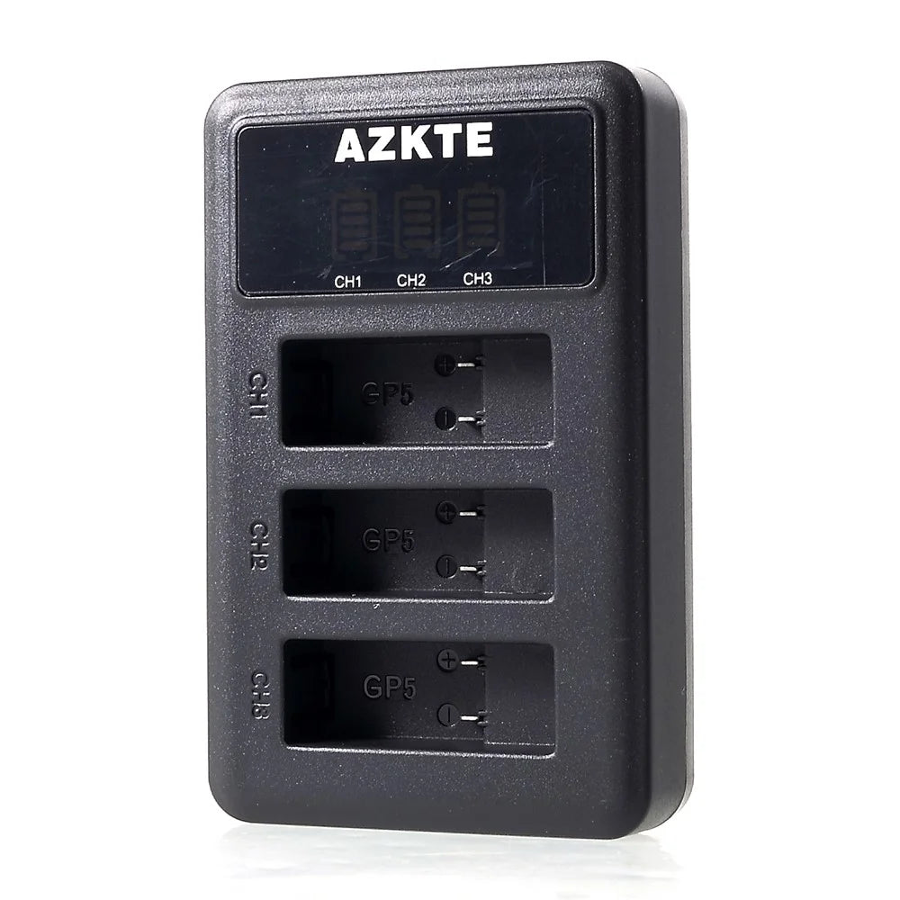 AZKTE AT850 [LCD Display] 3-slot Battery Charger for GoPro Hero 5 6 7 - 1