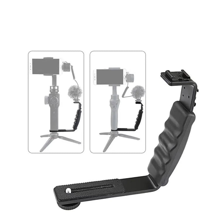 LDX Handheld Gimbal Extending External L-Bracket Mount Holder for DJI OSMO Mobile 2 / Zhiyun Smooth 4 - 2