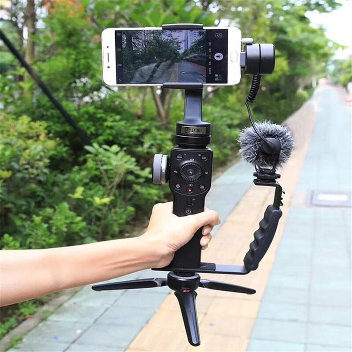 LDX Handheld Gimbal Extending External L-Bracket Mount Holder for DJI OSMO Mobile 2 / Zhiyun Smooth 4 - 4