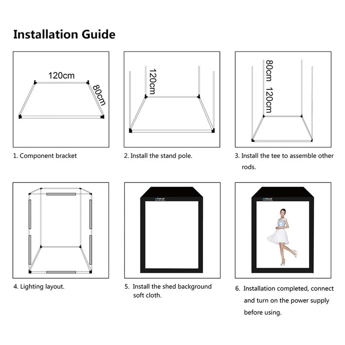 PULUZ PU210 200CM Photography Photo Studio Box 6 Light Strip Bars 240W 5500K Photo Lighting Shooting Tent Kit - US Plug - 6