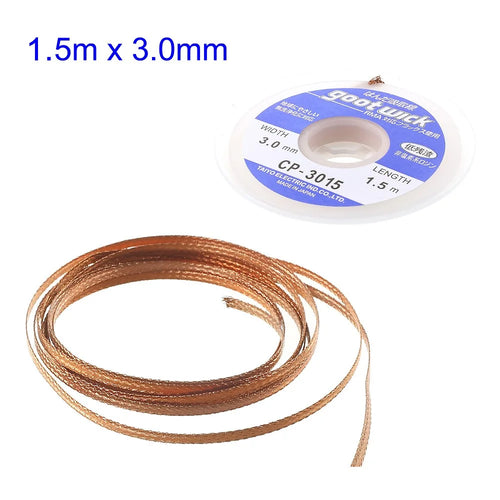 GOOT 3mmx1.5m Braided Desoldering Wire Cable Wick CP-3015 - 1